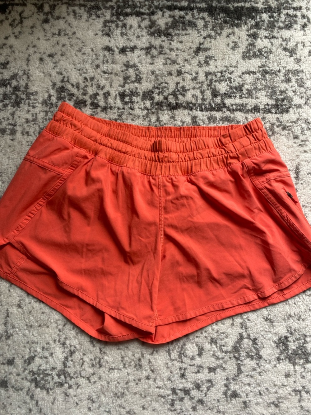 lululemon athletica Coral-Red Athletic Shorts with Elastic Waist